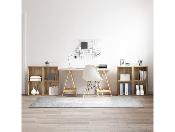 HEFZGDB TV-Schrank-Set 4 pcs Handwerklich gefertigter Eichenholz Modular Cube Storage Shelves System mit würfelförmigen Fächern für Aufbewahrung und Ausstellung, Aufbewahrungsoption