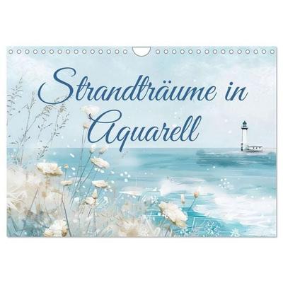 Strandträume in Aquarell (Wandkalender 2027 DIN A4 quer), CALVENDO Monatskalender