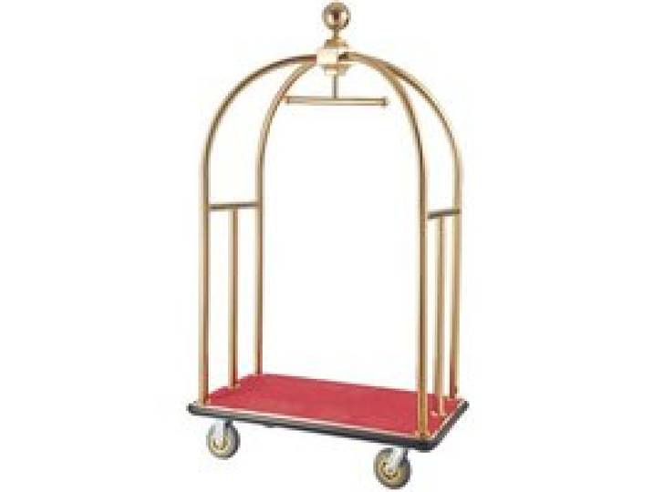 VEVOR Chariot à Bagages Hôtel, 500 kg, Chariot Porte-bagages Concierge Finition Inox Brossé, Montants Incurvés, avec Moquette Rouge, Roues Caoutchouc 15,24 cm, pour Hôtels, Condos, Complexes Hôteliers