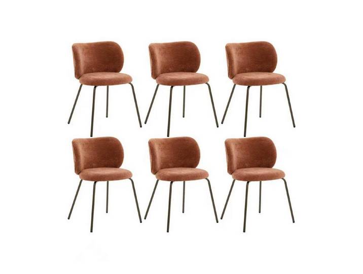LuxusKollektion Esszimmerstuhl Esszimmerstühle 6er Set Chenille ohne Armlehne Orange 6er Set