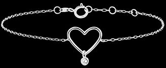 Edenly Armband Frische - Herz mit Diamant - 9 Karat WeiÃŸgold und Diamant