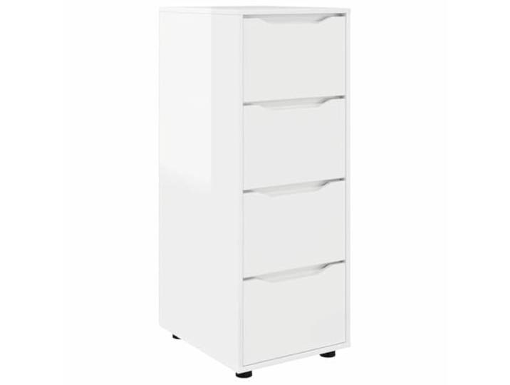 Favemtsl Aufbewahrungsschrank Hochglanz Weiß 40x48x105 cm Highboard Schlanker Kommodenschrank für Schlafzimmer und Wohnzimmer mit 4 leise gleitenden Schubladen für strukturierte Ordnung.