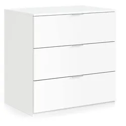 Dmora Schubladenblock Bridgeport, Moderne Kommode mit 3 Schubladen, Niedrige Kommode für Schlafzimmer, Mobil wöchentlich, 77x38h80 cm, Weiß
