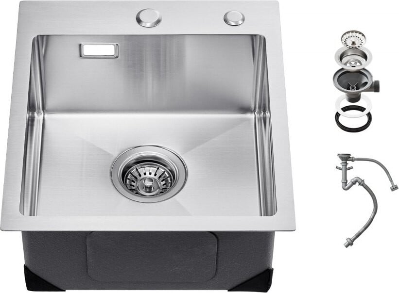StarTech RVS inbouwspoelbak - Enkele spoelbak voor de keuken - B: 45 cm, D: 40 cm, H: 19 cm