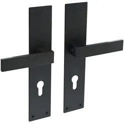 MS Beschläge Renovierungsgarnitur 250x55mm Langschild Schwarz matt Profilzylinder 8-72mm