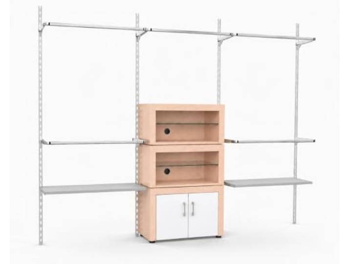Aigentlich Wandschienensystem Set New York+Böden Begehbarer Kleiderschrank (Lichtgrau, Chrom)