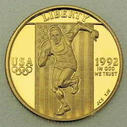 Goldmünze 5 Dollar "Olympiade Barcelona" 1992 PP (USA)