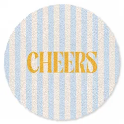 FUSSMATTE Orange – Blau – Streifen – Cheers 90x90 cm