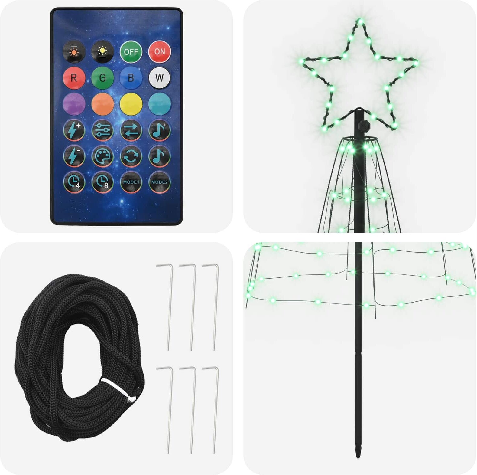 vidaXL Arbre de Noël LED 180 cm 168 LED Multicolore Acier Noir