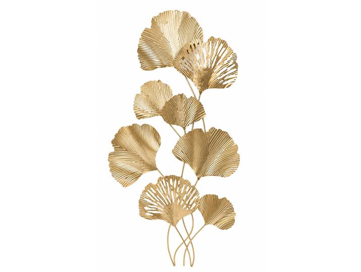 Wanddekoobjekt GOODPRODUCT Ginkgo-Blätter in goldfarben oder türkis , gold, B:51cm H:91,4cm T:4cm, Metall, Wanddekoobjekte, Wanddekoobjekt, Wanddekoration aus Metall, gross: 91,5x52cm