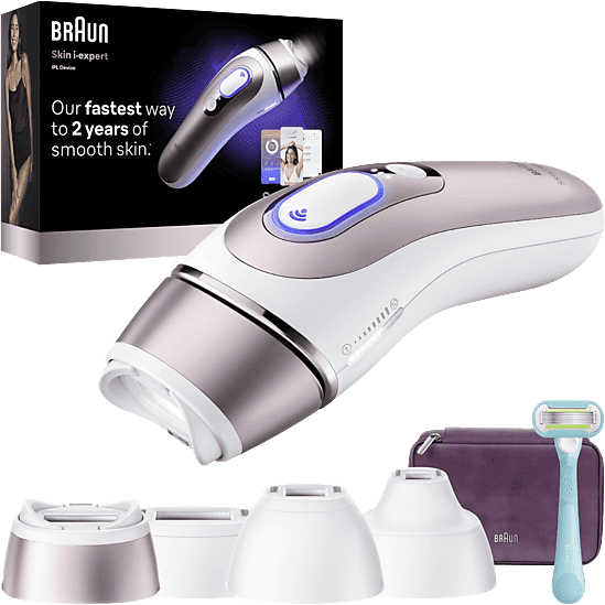 Depiladora IPL - Braun Luz Pulsada Smart Skin i·Expert PL7431, Depilación en casa, Con App e IA, SmartSkinProtect, Cabezal Flex + 3 cabezales