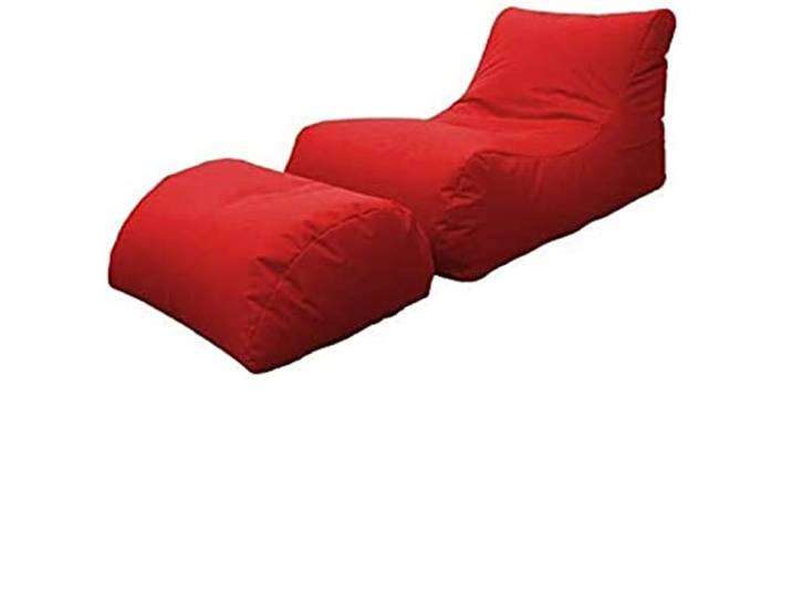 Dmora Moderne Chaiselongue fürs Wohnzimmer, Made in Italy, Sessel mit Fußstütze aus Nylon, Gepolsterter Sitzpuff für Schlafzimmer, 120x80h60 cm, Farbe Rot