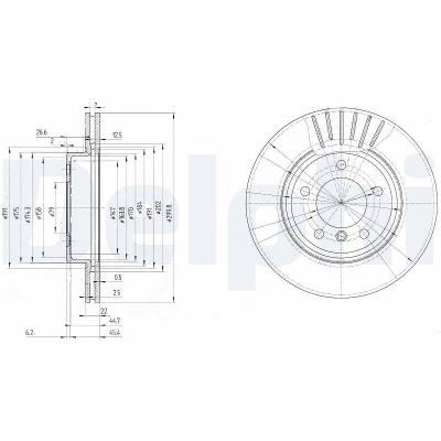 Delphi Bremsscheibe [Hersteller-Nr. BG3527C] für BMW