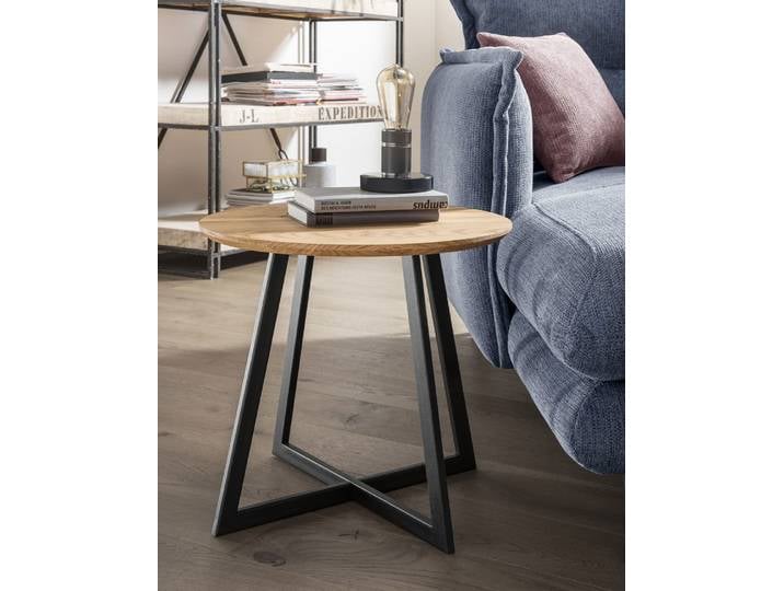 Beistelltisch 50cm 'Lissabon' Wildeiche Stahl schwarz