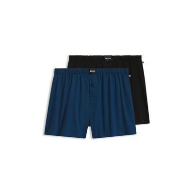 Webboxer BOSS, Herren, Gr. XL, 2 Stk., Jersey, bunt (open blau 466), Jersey, Obermaterial: 95% Baumwolle, 5% Elasthan, Unterhosen