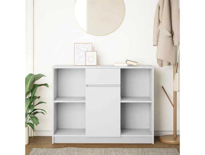 KTHLBRH Anrichte weiß 101 x 35 x 76 cm Technisches Holz mit Schublade 1 Tür, 2 Einlegeböden, anpassbare Installation, leicht zu reinigen, 60 kg Kapazität