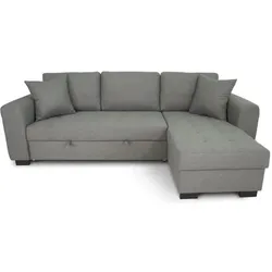 Hamilton, Sofa + Bettsofa, Reversible Cabrio Corner Sofa 4 Orte - hellgrauer Stoff - L 244 x D 151 x H 90 -Hamilton (Ecksofa)