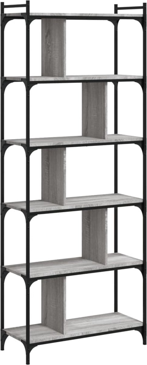 vidaXL Boekenkast 6-laags Sonoma Grijs Hout