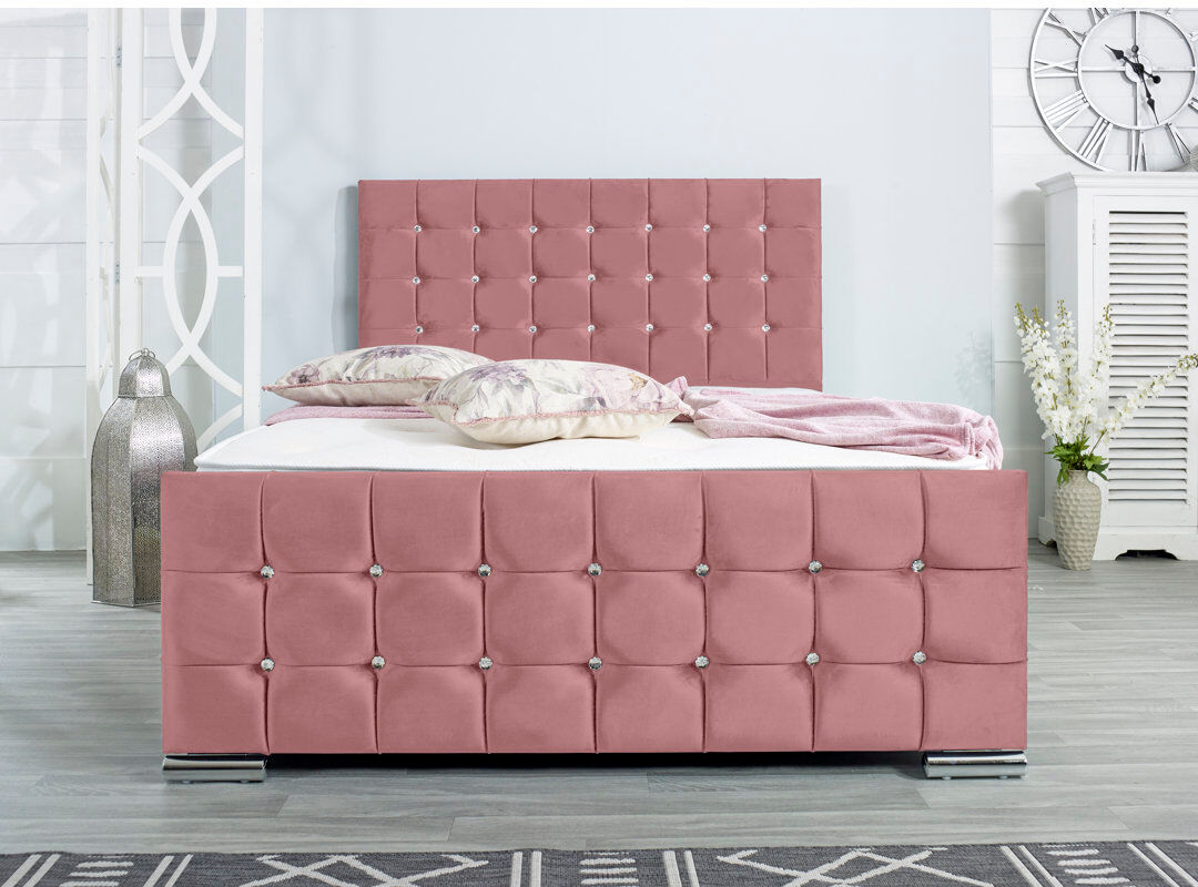 Wayfair Sleep Lexington Upholstered Bed Frame Pink Kingsize (5')