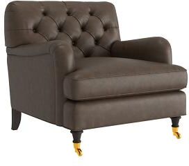 Maggie Leather Chair - Taupe Leather, Taupe Sierra - Ballard Designs