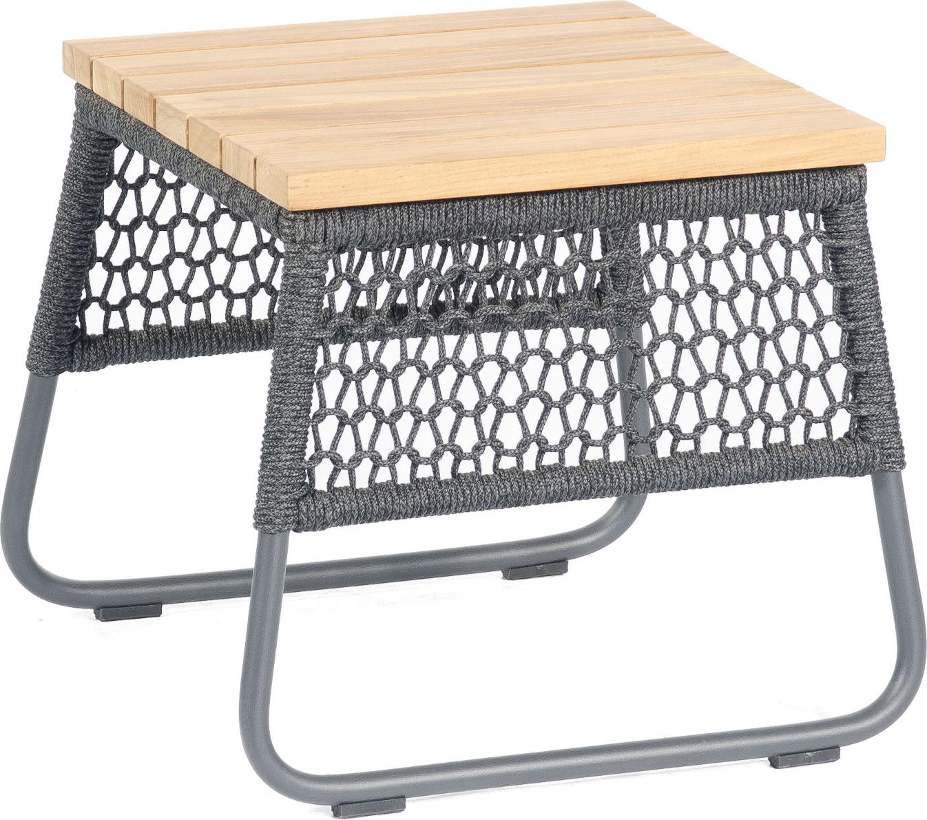 Sonnenpartner Poison Lounge-Tisch Beistelltisch 45x45 cm Teak/Alu/Polyrope grau