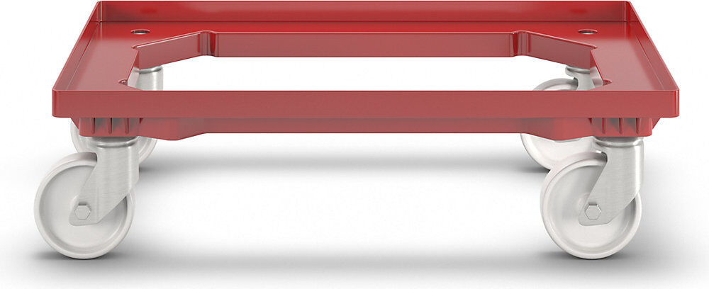 Profi-Fahrgestell, 600 x 400 mm, 4 Lenkrollen aus Polypropylen, rot eurokraft basic