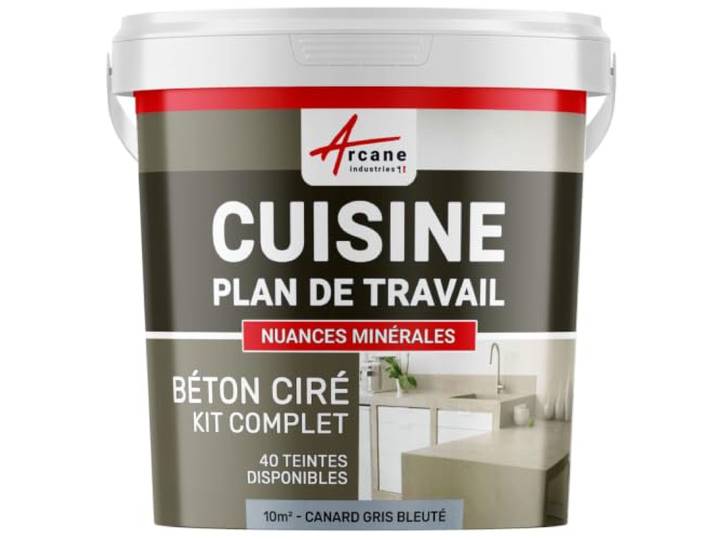 Beton, gewachst, Küche, Arbeitsplatte, 10 m² (in 2 Schichten), Ente Schmutzabweisend, hitzebeständig und wasserfest, haftet auf allen Oberflächen, offene Zeit bis zu 4 Stunden. Arcane