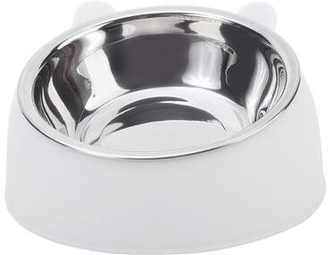 Multisell Products Hub Inclined Stainless Steel Pet Feeding Bowl For Cats And Dogs white