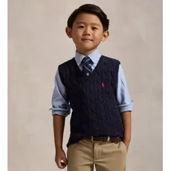 Polo Ralph Lauren für Jungen. 322702300026 Marineblaue Baumwollweste mit Zopfmuster (2años= 94/100cm), Lässig, Baumwolle, Kinderbekleidung