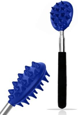 Uplifted Finds Extendable Cactus Back Scratcher With Adjustable Handle And Durable PVC Spiked Head blue