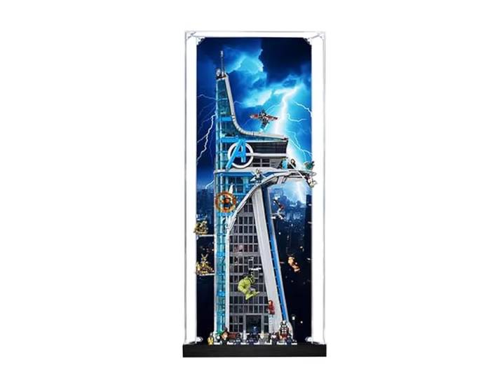 QIXINDGYH Acryl-Vitrine für Lego 76269 Avengers Tower, 3 mm staubdichte Schaukasten, Vitrine mit transparentem Acryl, klar