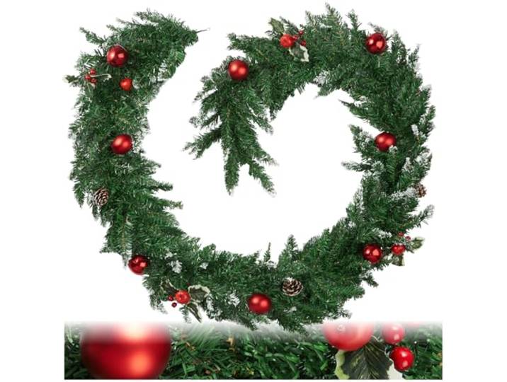tectake® Guirlande Noël 2\,7 m\, Guirlande Sapin avec Boules et Pommes de pin décoratives\, Boucle Pratique\, Deco Noel\, Branches artificielles\, Sapin de Noel\, Décoration Noël intérieur\, Vert