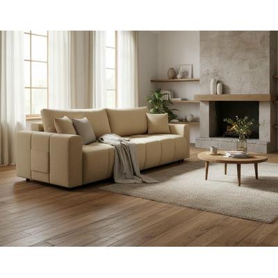 Schlafsofa OTTO HOME "YLVAA 3-Sitzer, 239 cm - OTTO. Verlässliche Qualität.", beige, B:239cm H:80cm T:48cm, Sofas, Schlafsofa, Schlaffunktion(132/198), Bettkasten, Feinstruktur-Bezug