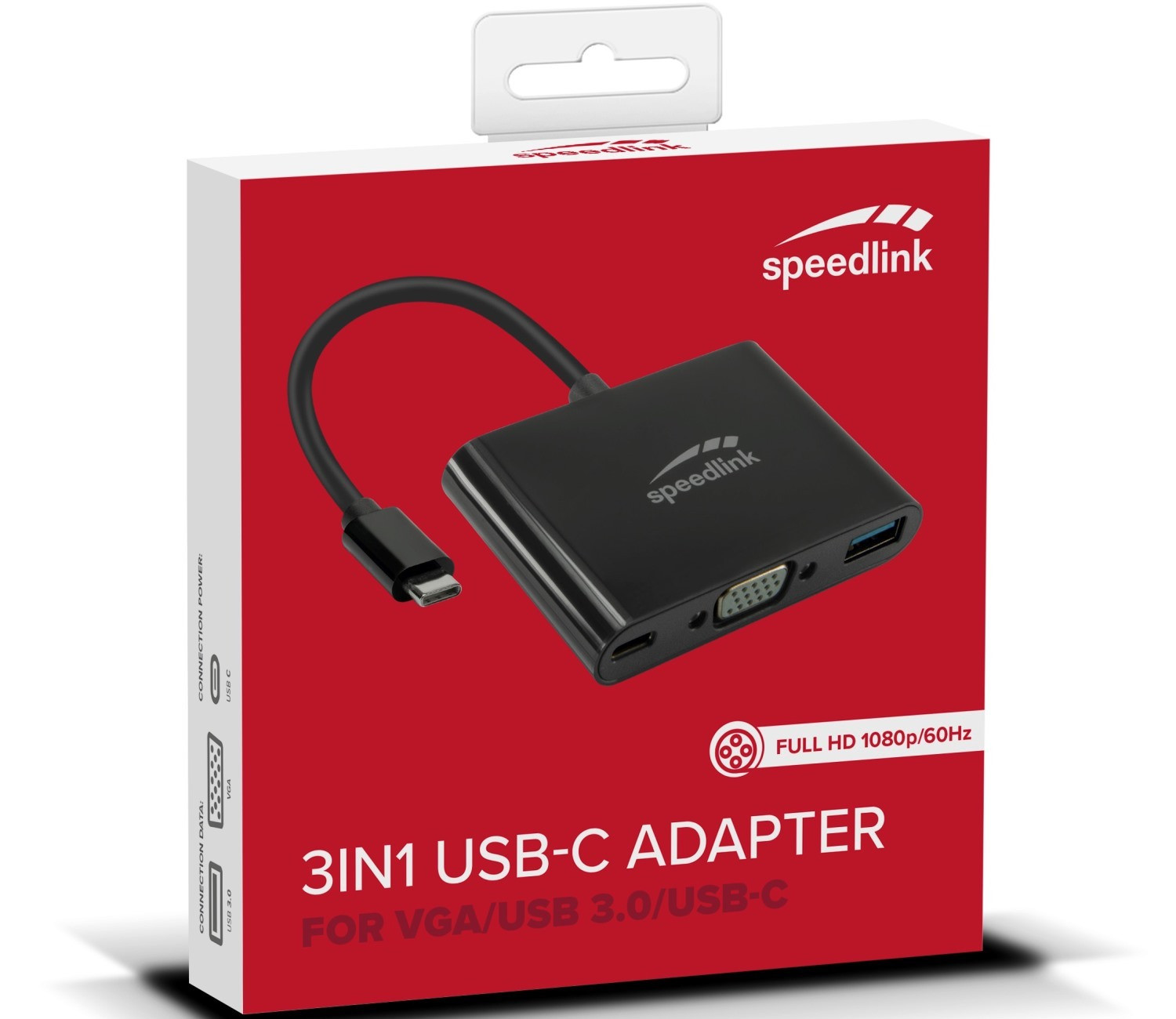 Speedlink 3-in-1 adapter USB-C naar VGA, USB en USB-C