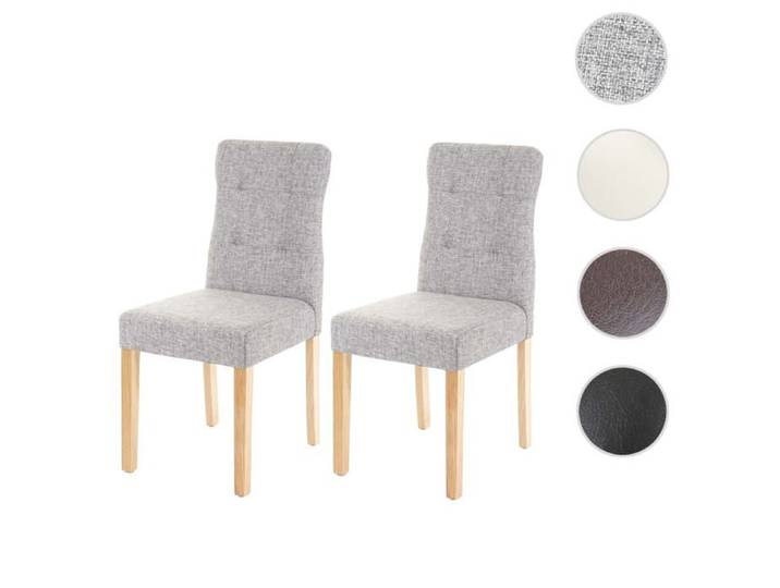 2x chaise de salle à manger HWC-E58 fauteuil ~ tissu gris pieds clairs