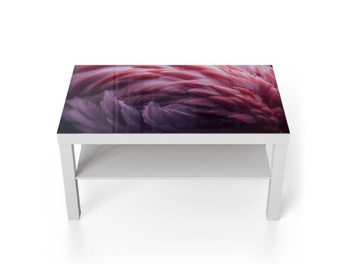 DEQORI Glastisch weiß groß 90x50 cm Motiv Rosarote Pracht ausgefallener Beistelltisch aus Glas Hochglanz Couchtisch fürs Wohnzimmer moderner Couch Tisch mit Design