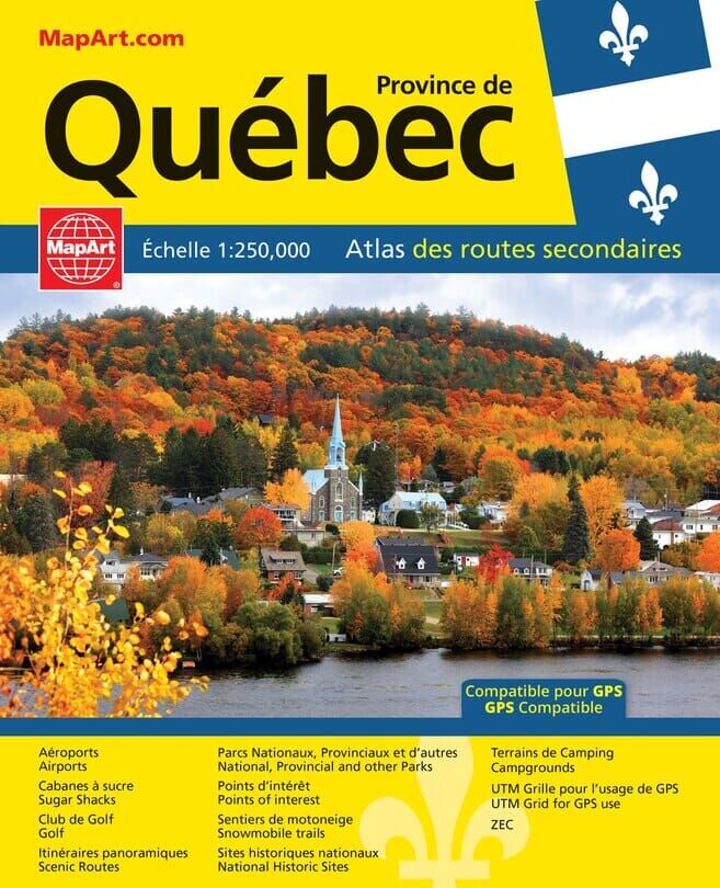Atlas routier du Québec (routes secondaires), édition française/anglaise   Canadian Cartographics Corporation