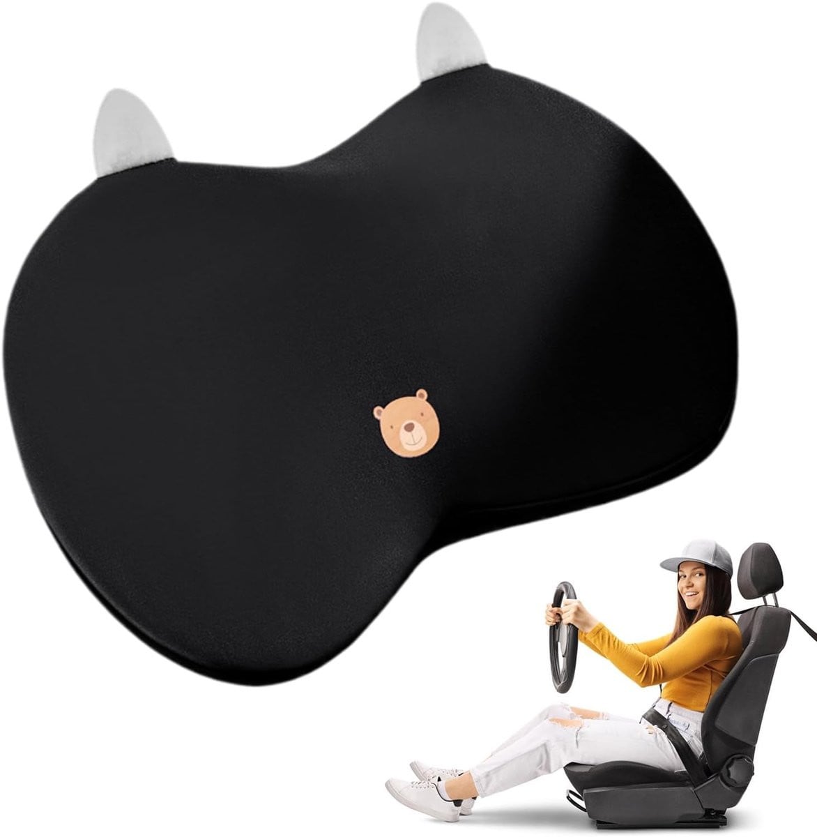 Ergonomisch Lendensteunkussen voor de Auto - Universele Rugkussen voor Stoelen - Zwart