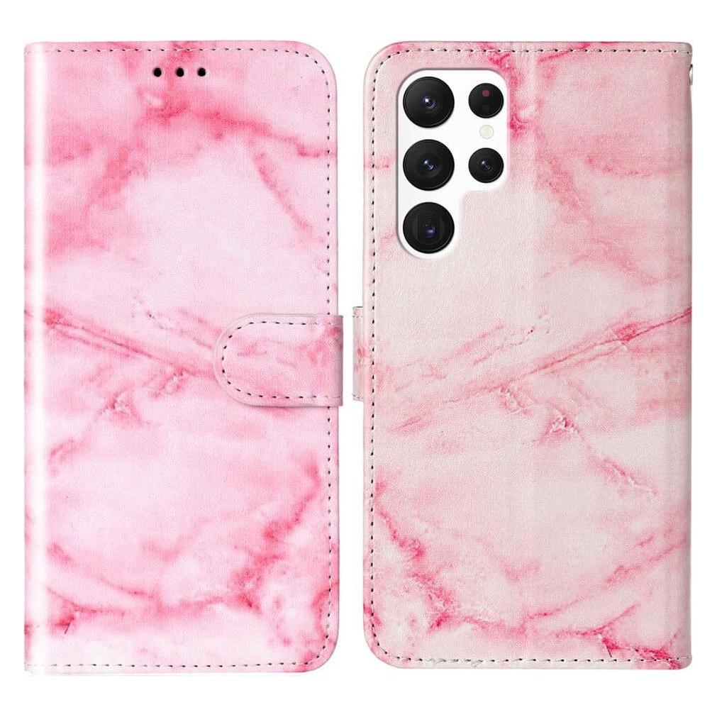 Cover-Discount Leder Etui Hülle Marble rosa (Samsung Galaxy S24 Ultra) (660163452G)