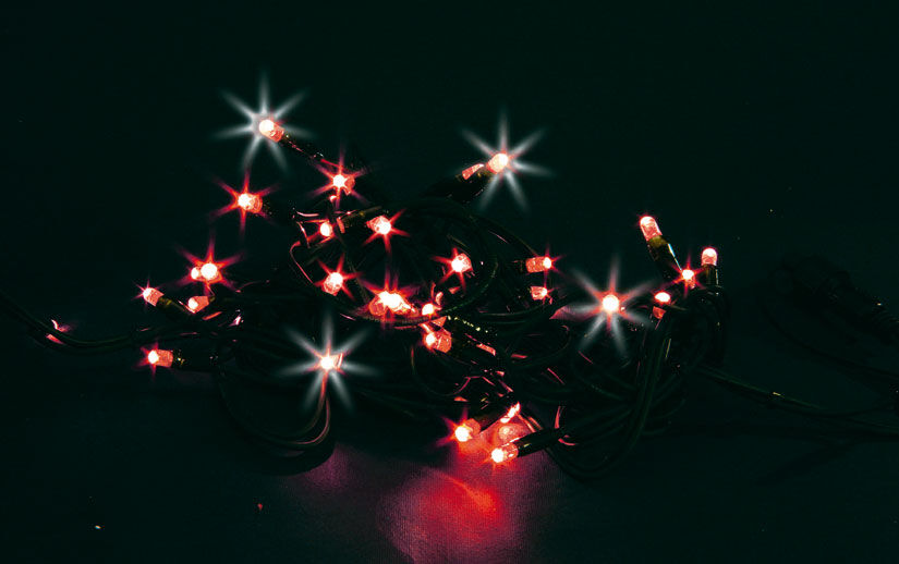 Catena Led 20 Mt 200 Lucciolone Maxy Led Ultra Luminosa Rosse Con Strobo Bianco