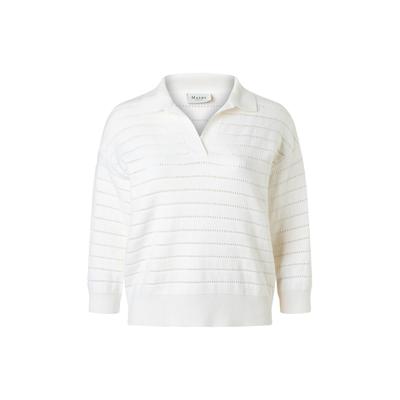 Poloshirt MAERZ MUENCHEN "Maerz Muenchen 317100 Poloshirt Damen Bekleidung", Damen, Gr. 36, weiß, 55% Wolle (Merino), 45% Baumwolle, Shirts
