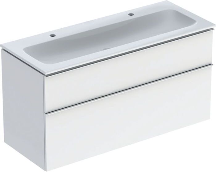 Geberit iCon Möbel-Waschtischset 502338012 120x63x48cm, weiß, weiß hochglänzend, Griff glanzverchromt