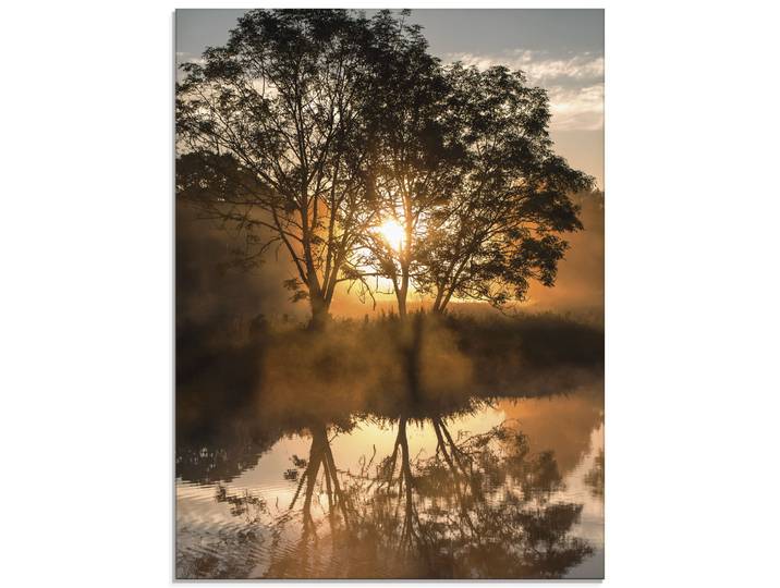 Glasbild ARTLAND Früh morgens, wenn der Tag erwacht , beige (farbe bild(er): naturfarben), B:45cm H:60cm, Bilder, Glasbild, in verschiedenen Grössen