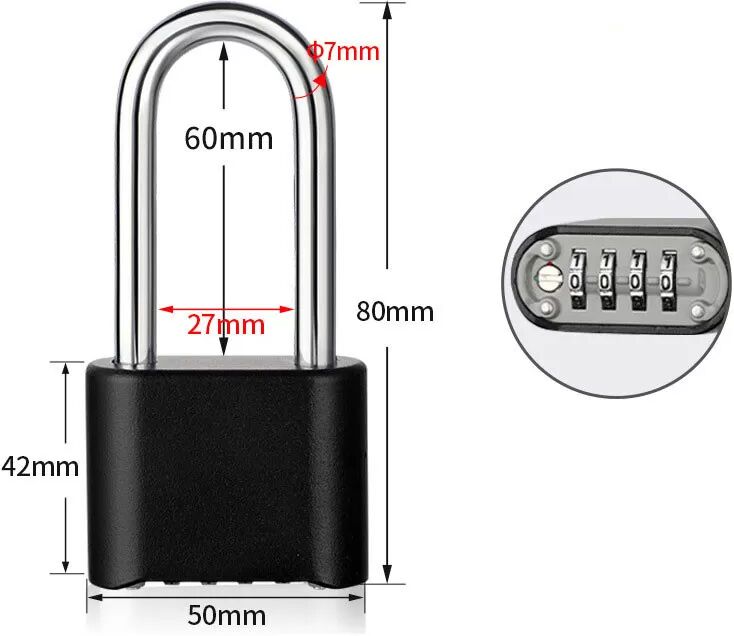 INF Cadenas à combinaison à anse longue - Sécurisez vos biens