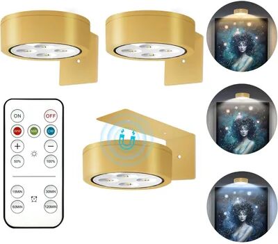 Universal Stock Lumi Frame Wireless Battery Operated Picture Light With Remote, Dimmable Timer & Light Modes gold