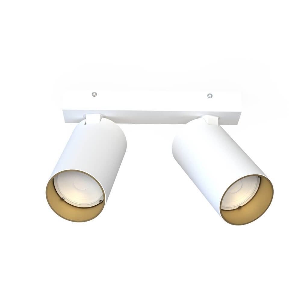 Lyora 2-lichts opbouwspot Mono wit met goud
