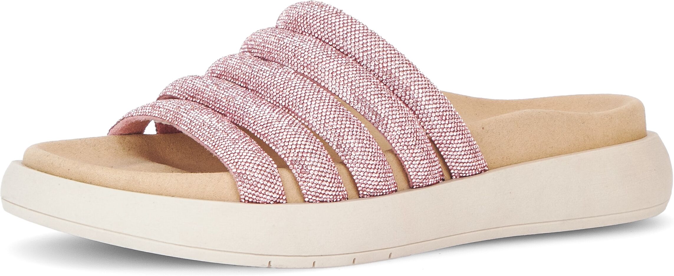 Gabor Plateau, Sommerschuh, Schlappen in funkelnder Optik rosa 43