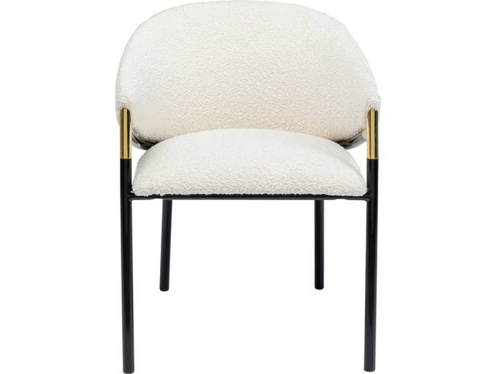 Kare-Design Armlehnstuhl, Schwarz, Weiß, Goldfarben, Metall, Sperrholz, Rundrohr, 58x78.5x56.5 cm, Esszimmer, Stühle, Polsterstühle