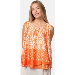 PM SELECTED Damen Blusentop Sommerlicher Sleeveless Overlay Satin Muster Top PM34