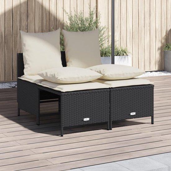Famanu Gartenbankset 4-teilig - Stilvolle Lounge für Balkon und Terrasse - Inklusive Kissen - 100x53x22cm - Schwarz